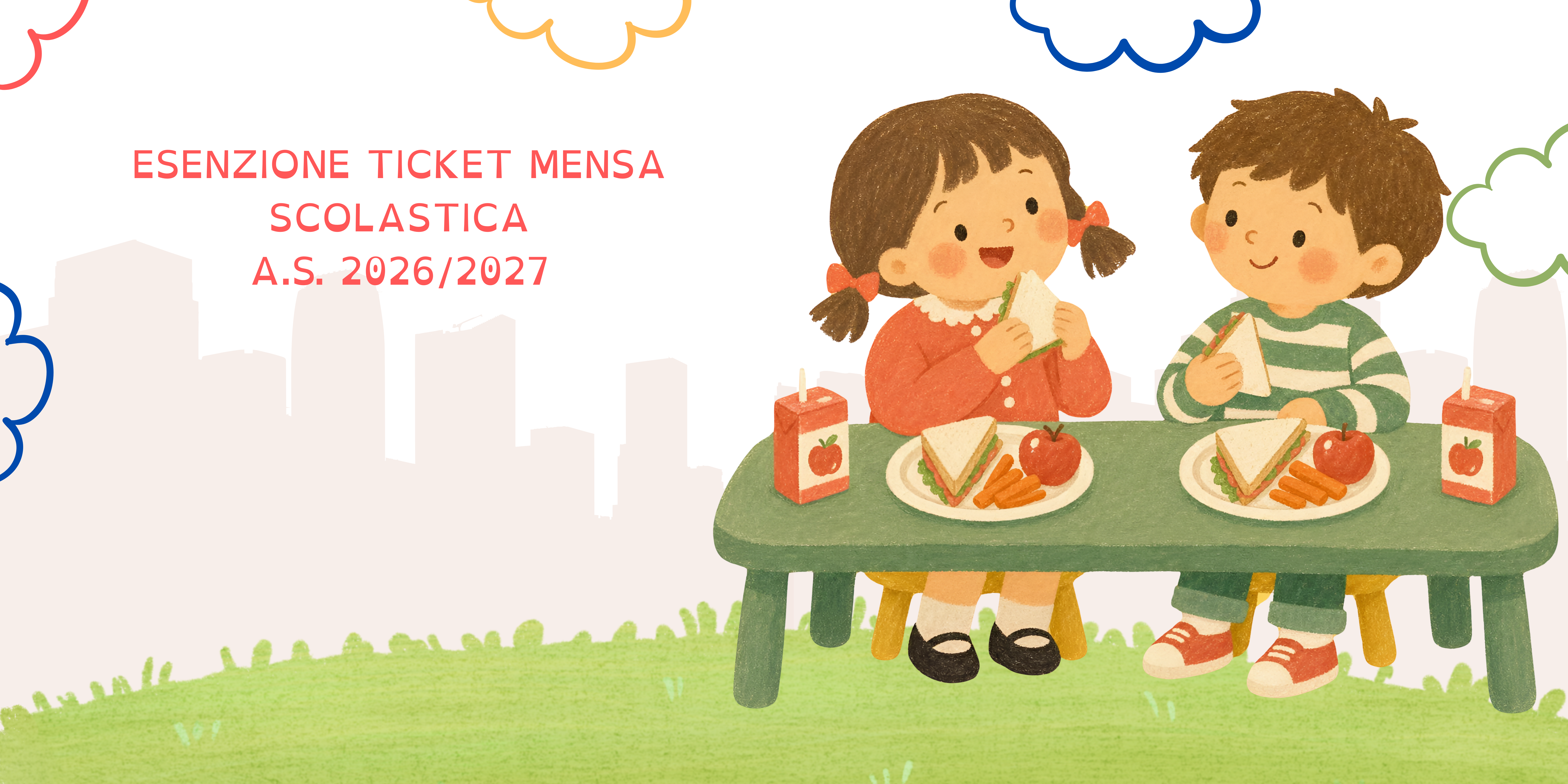 Avviso pubblico per l’esenzione ticket mensa scolastica scuole dell’infanzia e primarie a tempo prolungato anno scolastico 2026/2027